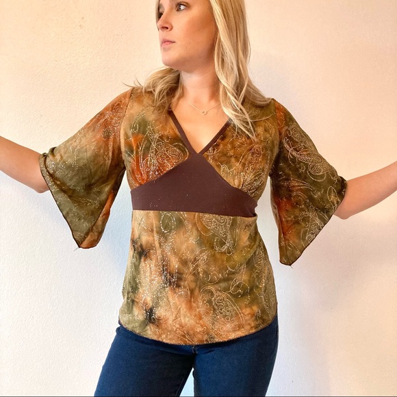 Forest fairy boho y2k bell sleeve blouse - Picture 3 of 7